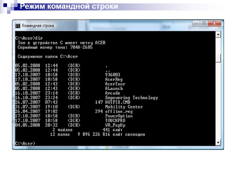 Режим командной строки Режим командной строки